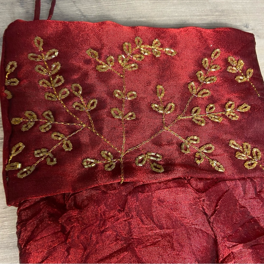 Set of 2, Red/Gold Beaded Christmas Stocking 18" - Picture 8 of 10